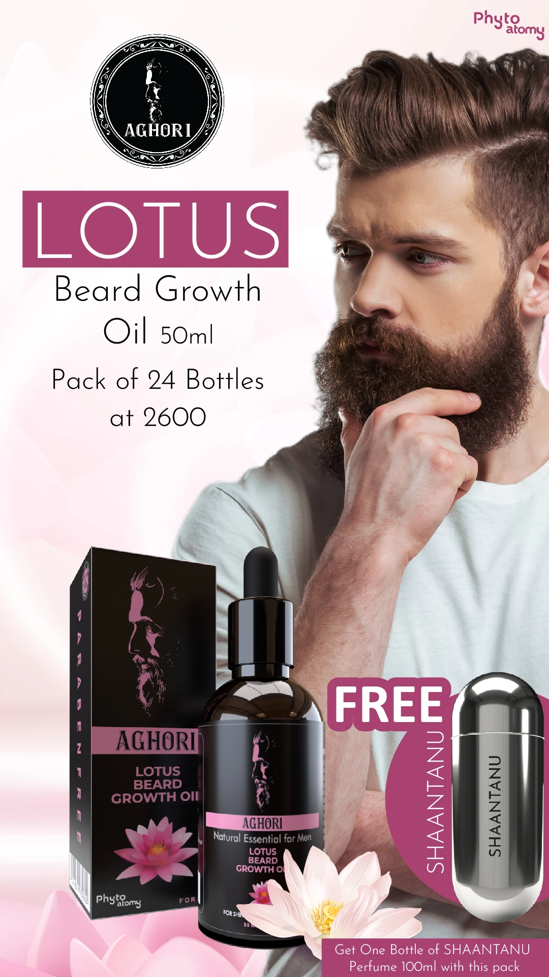 RBV B2B Aghori Lotus Beard Growth Oil (50 ml)-24 Pcs. & Shaantanu Perfume (75ml)
